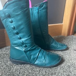 Miz Mooz Petrillo marine teal mid calf leather boots. Like new! uk 42 (US 10)